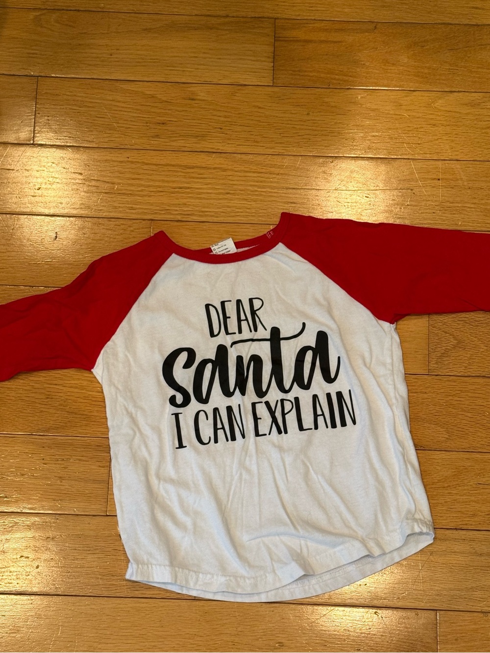 Kids Red & White 'Dear Santa I Can Explain' Raglan Tee - Holiday Graphic